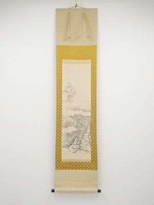 耕了筆　山水図　肉筆紙本掛軸（保護箱）